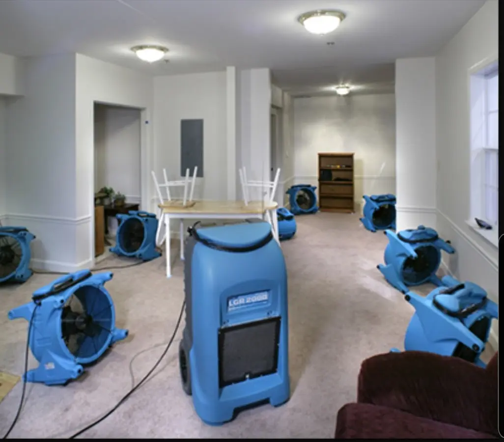 Air movers and dehumidifier setup for Water Extraction & Removal in Hibbing